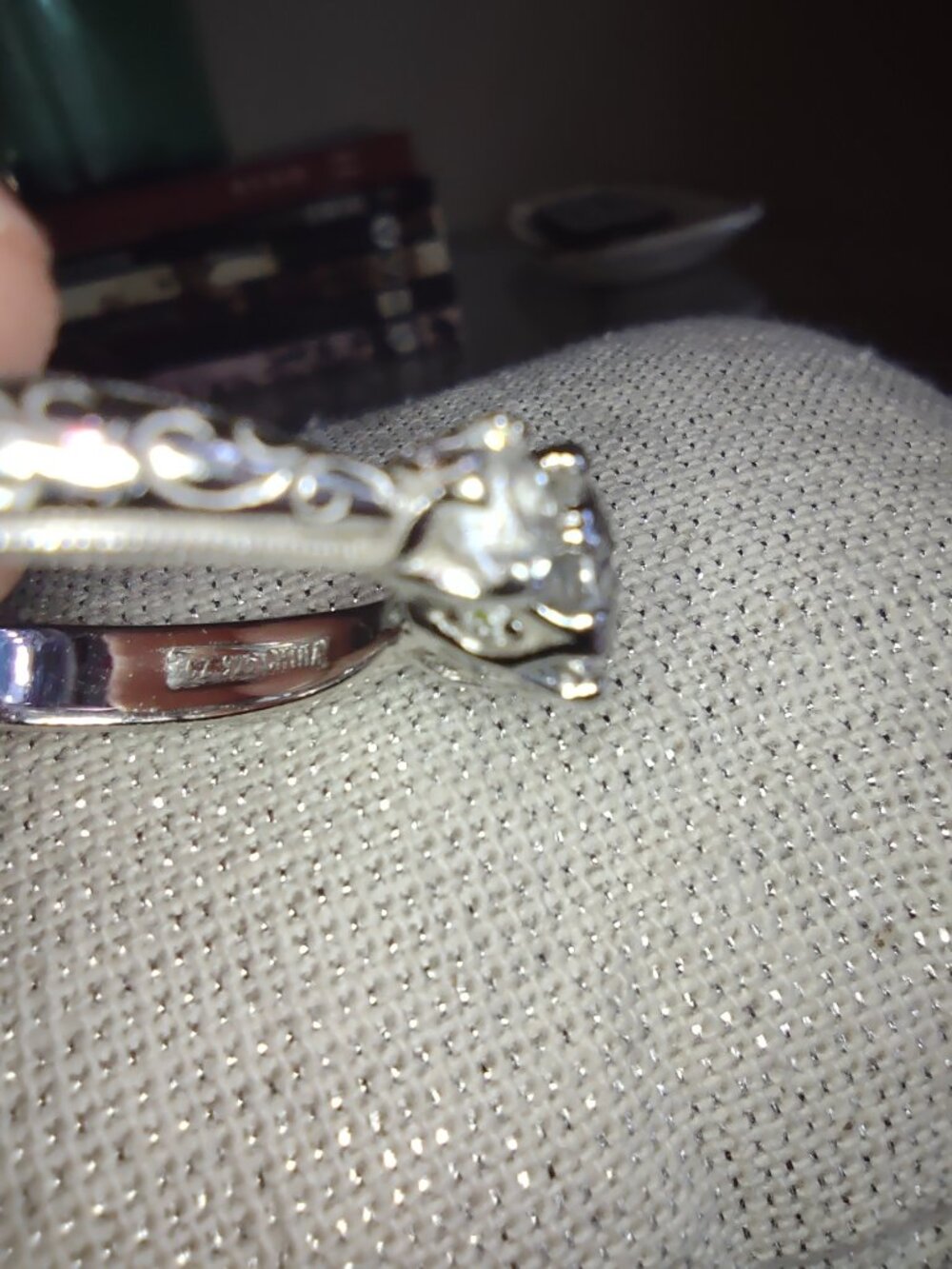 Tacori 3 cz stone ring Sterling silver size 7 - Picture 3 of 7
